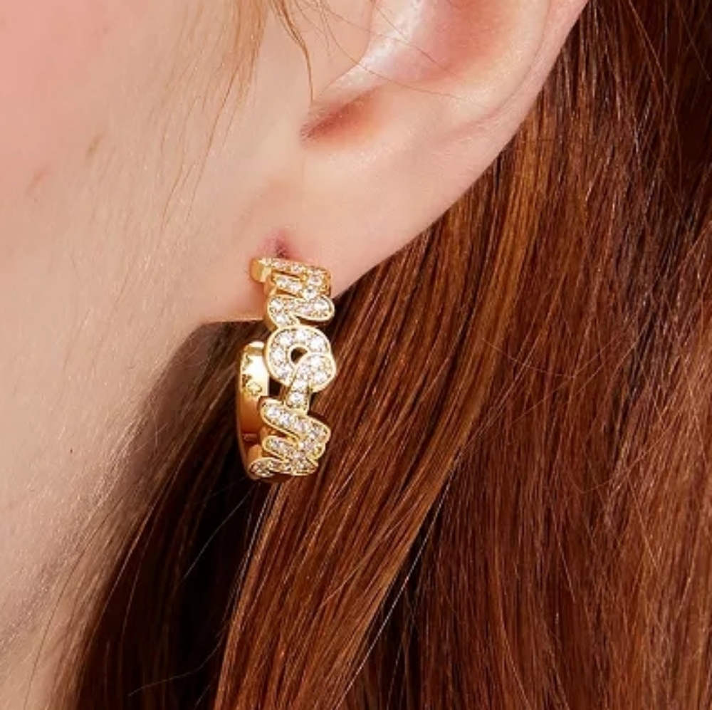 Kate Spade Love You Mom Hoop Earrings With Cubic Zirconia